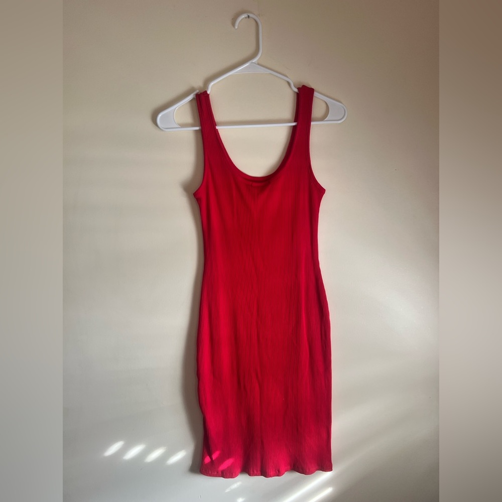 NWOT Red Ribbed Dress - Picture 2 of 5